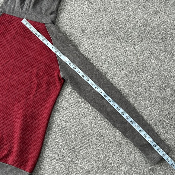 Ampersand Ave Hoodie Womens Small Red Gray Quilted Pullover Pockets Stretch - Picture 8 of 12